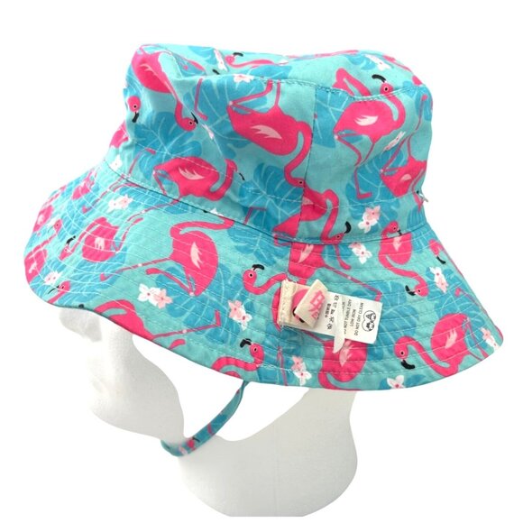 Flamingo Floral Print Bucket Hat Size Small Sun Beach Polyester UV Protection - Picture 4 of 9